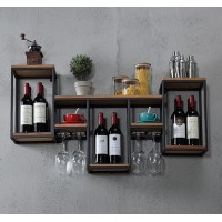 2020 New Nordic Wrought Iron Solid Wood Wine Rack Wall Hanging In Restaurant